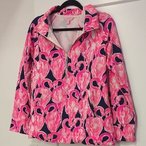 Lily Pulitzer Pink and Navy Flamingo Print Jacket